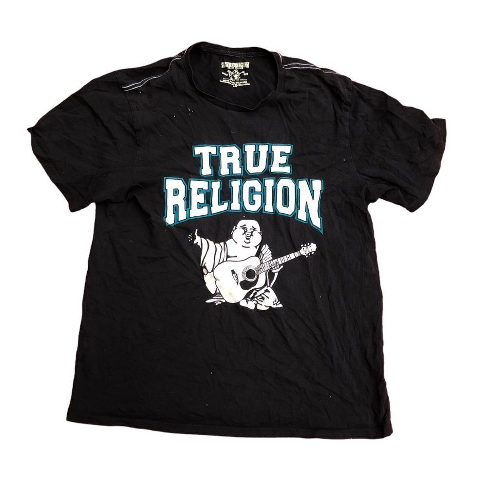 VINTAGE True Religion Shirt Flock Buddha SS Large